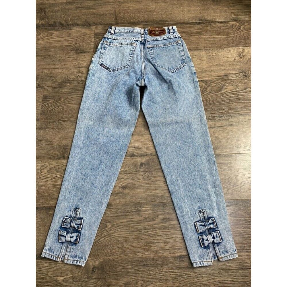 EUC Womens Dakota Blue vintage high rise acidwash bow ankles jeans western SZ 7